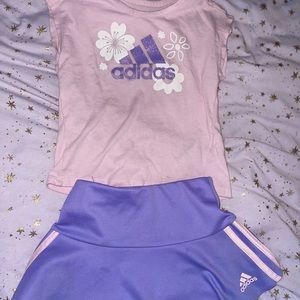 Lavender & pink adidas skort set super cute I paired with matching adidas shoes